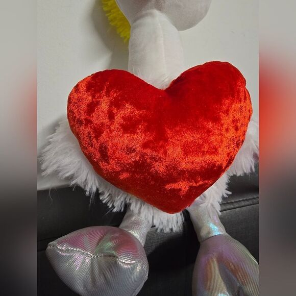 Valentine's Day White Flamingo with Red Heart Plush, 17 in, Way To Celebrate - Picture 6 of 8